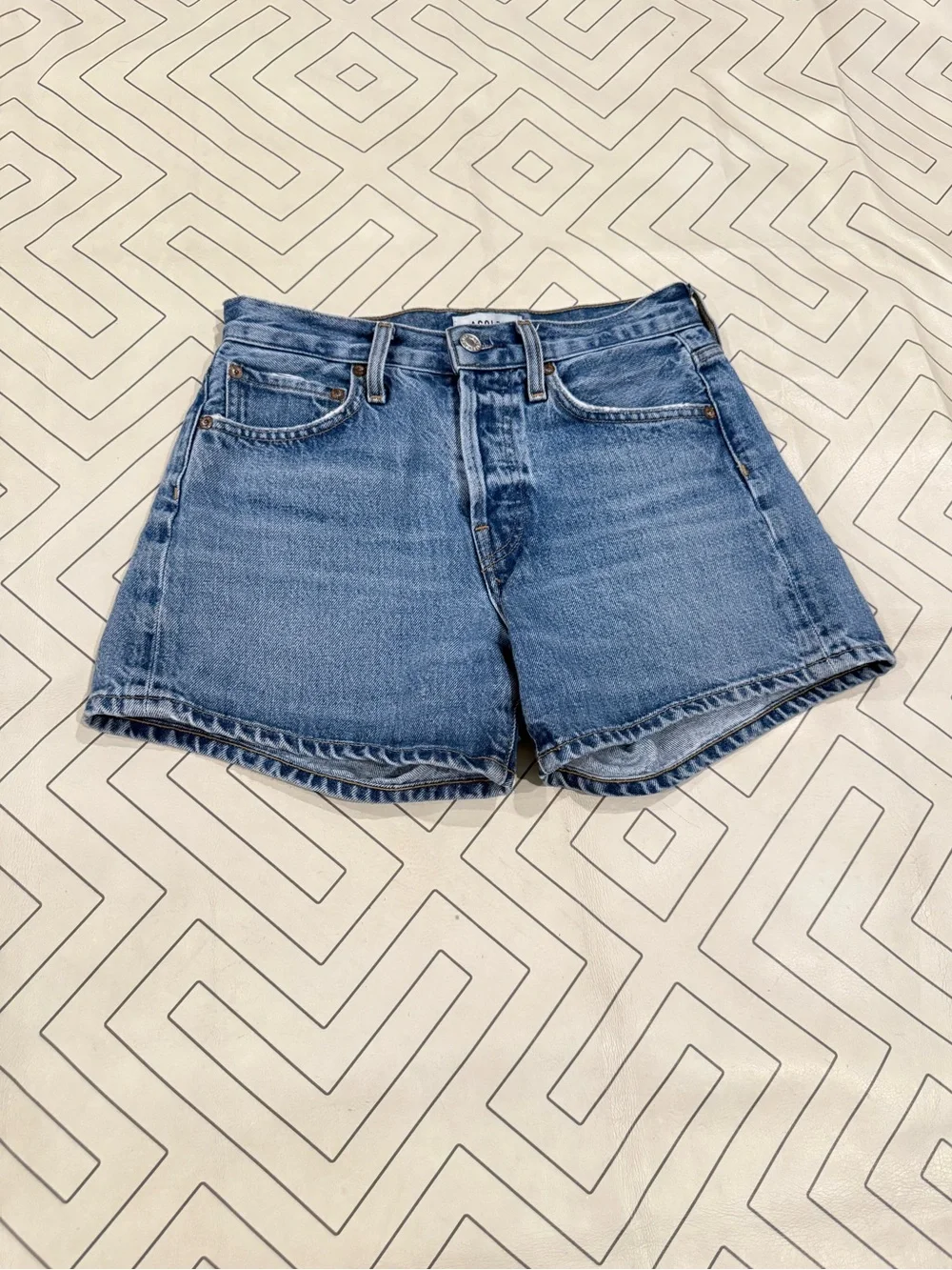 Agolde Blue Denim Parker Long Shorts